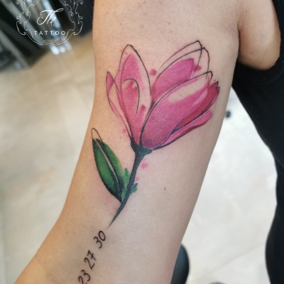 Magnolia watercolor tattoo
